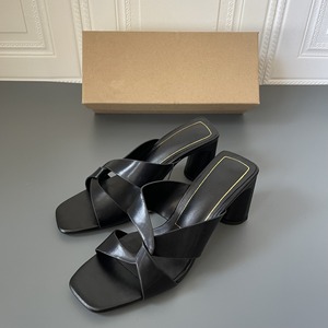 New Style Casual Women's Brown Block Heel <b>Sandals</b> - Minimalist Square Toe, Open-Toe, Outdoor-Wearable High-Heel Slides - Product Image 3