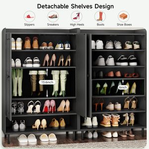 Meuble à chaussures moderne SENYU en bois noir avec 6 étagères, rangement gain de place pour l'entrée, idéal pour l'ameublement de la maison - Product Image 5