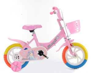 Vélo à une vitesse en acier couleur sirène de 12 pouces avec roues d'apprentissage adapté aux petites filles de 2 à 10 ans - Product Image 4