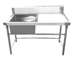 高品質シングルボウルステンレス鋼シンクテーブルダブルシンク付きステンレス鋼ワークテーブル