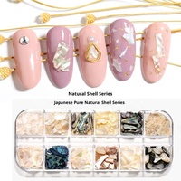 Paso Sico Joujou, style identique, 12 couleurs, décorations pour ongles en pierres de coquillages mélangées, fragments de coquille d'ormeau ultra-fins, style japonais