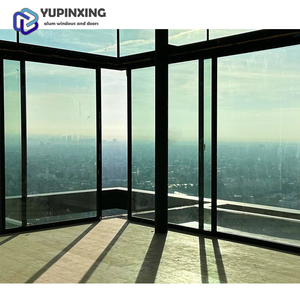 Puerta residencial de aluminio negro de Guangdong y ventanas de vidrio de imagen de diseño moderno de doble <span class=keywords><strong>Louvre</strong></span> a prueba de huracanes para casa - Product Image 1