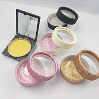 Boîte d'emballage de luxe ronde rose pour cils en vison avec carton ondulé, étiquette privée, boîte rigide pour soins personnels