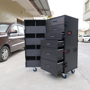 Caja de almacenamiento de aluminio portátil de 6 cajones, acabado en negro, impermeable, caja de carretera de vuelo, candado de espuma EVA de madera contrachapada de PVC PU ABS OEM - Product Image 4