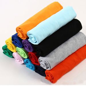 เสื้อยืดคอกลมแขนสั้นผ้าทอสีพื้นทรงหลวมโลโก้ออกแบบได้ตามต้องการ - Product Image 1