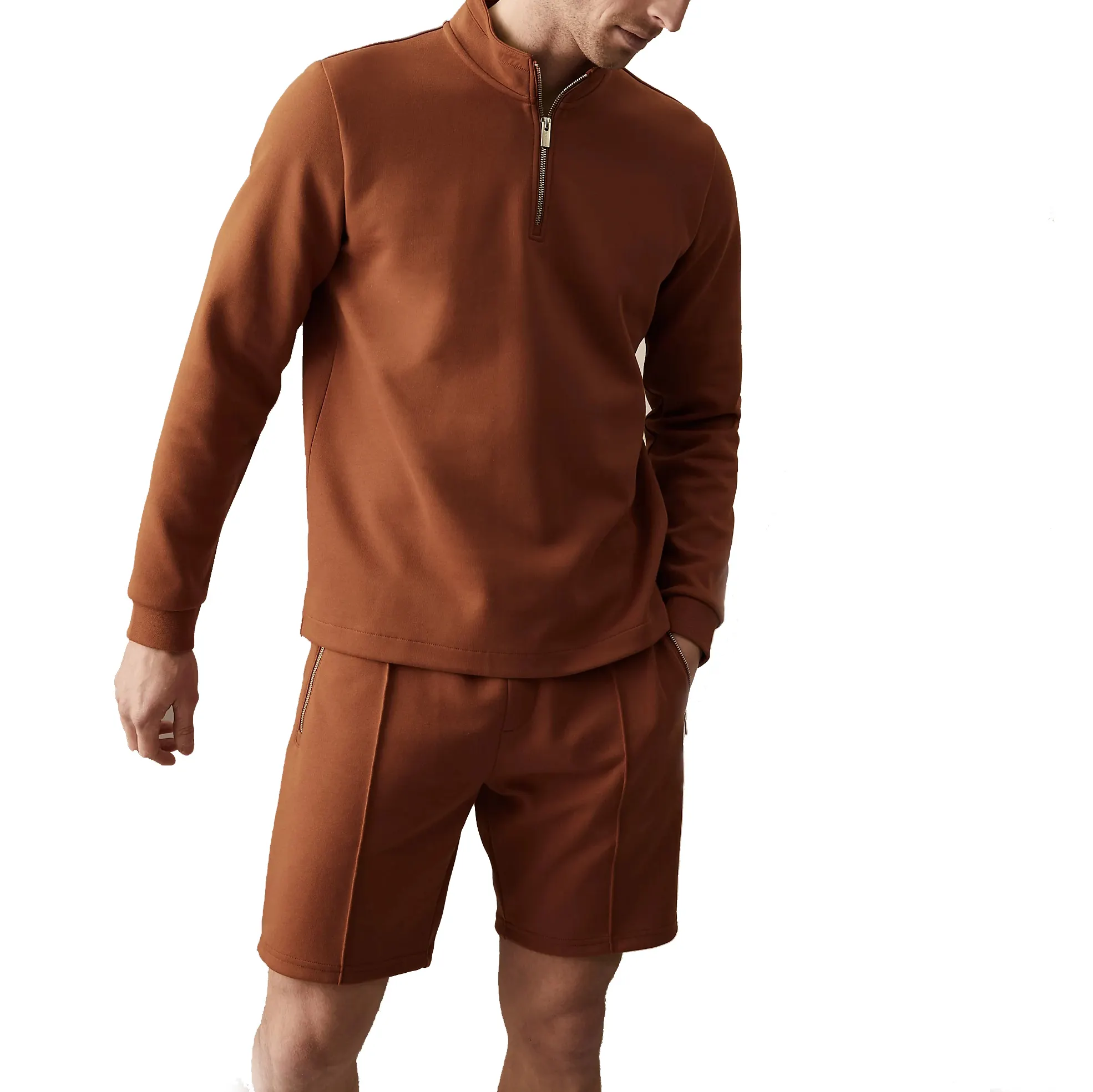 New Design Crop Mens Sweatshirts Zip Top Sweatshirts Solid Color Brand Blank 1/4 Zipper Hoodie For Men Half Zip Pullover