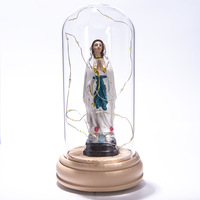 Figurines de la Vierge Marie avec lumière, croix de Jésus, crèche catholique, cadeau artisanal en résine, décoration de la maison