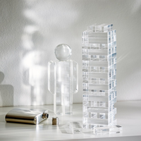 Offre Spéciale brun blanc Transparent acrylique personnalisé Lucite bloc de construction jeu de société classique 54 pièces acrylique Tumbling tour jeu ensemble