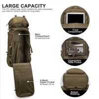 Sac à dos tactique imperméable pour la randonnée, sac de voyage extérieur avec housse de pluie, sangle réglable, vert olive