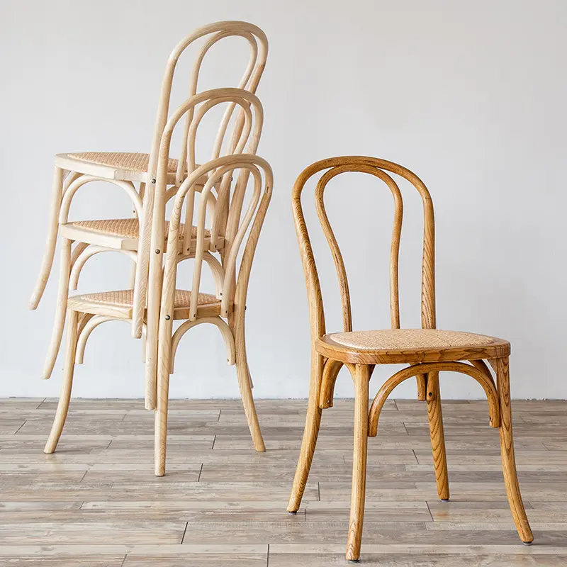 Sterke Massief Houten Stoelen Stapelbaar Bentwood Stoelen Voor Restaurant Rotan Koffie Stoelen Retro