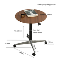 Table basse ronde ADA mobile et pratique pour le salon, réglable en hauteur par levage pneumatique, diamètre 600 mm
