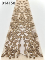CHOCOO Nouveauté Tissu de dentelle perlée 3D pour mariée, Tissu de dentelle brodé perlé blanc nigérian pour mariage