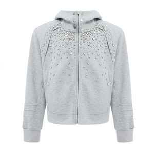 Sweat à capuche <span class=keywords><strong>de</strong></span> luxe personnalisé pour homme, style streetwear, avec strass, fermeture éclair, en molleton épais - Product Image 1