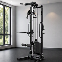 Station de musculation multifonction noire pour la maison, machine Smith, entraîneur à câbles croisés, rack d'entraînement en acier