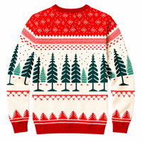 Pulls de Noël moches tricotés sur mesure, fabriqués directement en usine, à bas prix, rouges pour hommes, pulls décontractés à col rond pour Noël