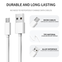 USB Micro USB Schnellladekabel mit LED-Bildschirmanzeige 1m/1,5m/2m Weiß PVC/TPE für Kopfhörer & Handy-Zubehör