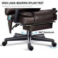 Chaise de bureau ergonomique en cuir suédé gris, avec massage, vibration, chaleur, fauteuil inclinable de direction, chaise d'ordinateur avec repose-pieds