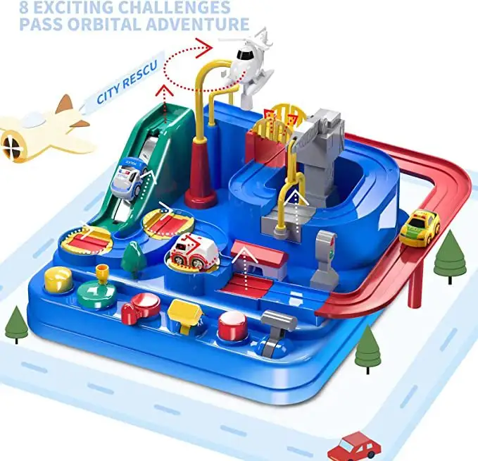 Bambini Track Car Adventure Game Toys modello di auto su rotaia da corsa con 2 mini auto Set regali per bambini