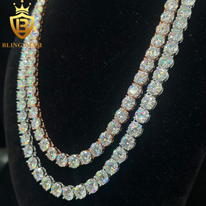 Fijne sieraden 925 sterling zilver 8mm tennis ketting bling hiphop VVS1 moissanite ketting roségoud tennis ketting - Product Image 2