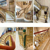 Moderne Luxueux Alliage d'Aluminium Doré Laiton Garde-corps Balustrade Design Haut de Gamme Escalier Villa Hôtel Plancher Élégant