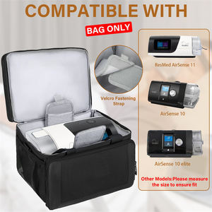 Draagbare polyester opbergkoffer voor <span class=keywords><strong>CPAP</strong></span>-apparaat, noodmedicijnreistas met dubbele laag, zwart design - Product Image 2