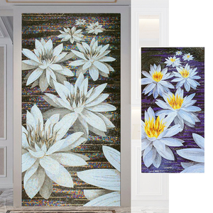 Mosaïque de verre moderne à motif floral 120x240cm pour la décoration murale intérieure de piscine, murale, résistante à l'eau, écologique - Product Image 2