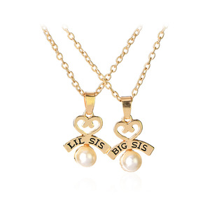DS Little Big Sister Fashion Collier à pendentif en or et argent avec perle creuse Collier élégant et élégant pour femmes - Product Image 5