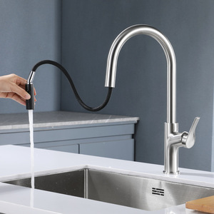 Jboyurn 304 Stainless Steel Kitchen Faucet Single Handle Pull Out <b>Spray</b> Deck <b>Mounted</b> Minimalist Style - Product Image 3