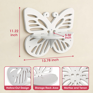Étagère murale de rangement moderne de style papillon, en fibre de polyester, séchage rapide, imperméable - Product Image 5