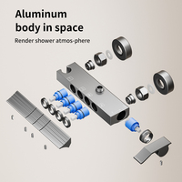 Pomme de douche moderne de luxe en aluminium, finition chromée, montage mural, robinet thermostatique à poignée unique, jet de pluie/jet/douche douce