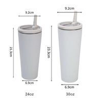 Nouveau Gobelet Isotherme en Acier Inoxydable 24oz 30oz à Double Paroi, Couleurs Personnalisables, Finition Mate Portable avec Paille Rabattable et Poignée
