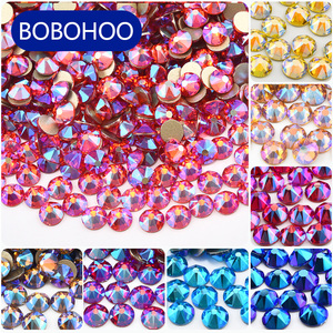 BOBOHOO 베스트셀러 블루쉬 AB 컬러 플랫 백 라인스톤 16면 컷팅 논핫픽스 유리 라인스톤 드레스 청바지용 - Product Image 1