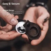 Mini porte-AirTag vintage en cuir véritable, étui de protection anti-rayures pour clés, bagages, collier d'animal de compagnie