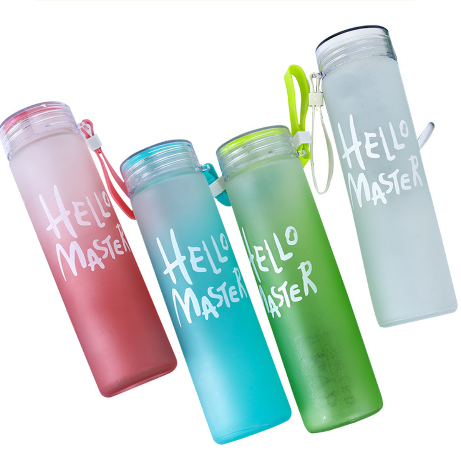 Fabrik Großhandel Bunte Glas Wasser flasche Frosted Drink ware Günstige Glas Camp Wasser flaschen