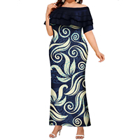 Vente en gros Robe florale décontractée Design tribal hawaïen polynésien Personnaliser Plus Size Prom Samoa Puletasi Island Robe pour dame
