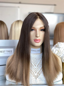 Perruque juive de cheveux européens haut de gamme HD pour perruques casher avant de lacet 20 "cheveux vierges lisses soyeux 180% densité sans colle - Product Image 2