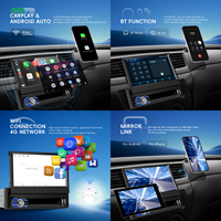 Podofo 8 Cores Android Autoradio Stéréo 7 ''4 + 64GB Sans Fil CarPlay Android Auto BT WiFi 4G LTE GPS DSP Écran Rétractable