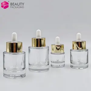 20ml 1oz 50ml Skincare Serum Bottle Essential Oil Glass Dropper Bottle With Golden Dropper Cylinder Shaped