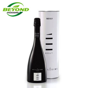 Boîte tube d'emballage cadeau de bouteille de liqueur de vin rouge avec ruban avec cylindre en carton rigide de luxe avec logo personnalisé - Product Image 5