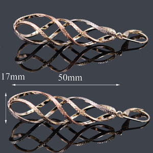 Boucles d'oreilles longues à trois tons pour femmes, bijoux plaqué or 14k, 2020, nouvelle mode, vente en gros - Product Image 3