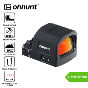 Mira de <span class=keywords><strong>Punto</strong></span> <span class=keywords><strong>Rojo</strong></span> Encapsulada Ohhunt 1x23, Resistente a Impactos IPX7 3000G, Sensor de Movimiento, Recargable, Mira Óptica Reflex - Product Image 1