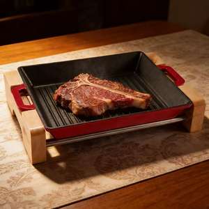 Plat <span class=keywords><strong>de</strong></span> <span class=keywords><strong>cuisson</strong></span> rectangulaire <span class=keywords><strong>en</strong></span> <span class=keywords><strong>fonte</strong></span> <span class=keywords><strong>émaillée</strong></span> antiadhésif à rayures pour camping et usage domestique, avec deux poignées latérales, facile à nettoyer - Product Image 3