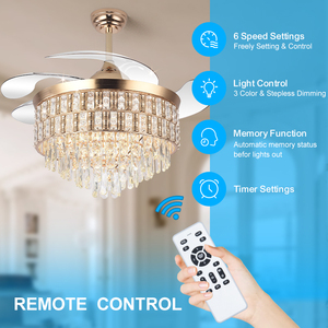 Y313 Vô Hình Châu Âu LED <span class=keywords><strong>Fan</strong></span> Ánh Sáng Sang Trọng 42 Inch Quạt Trần Ánh Sáng Vàng Pha Lê Có Thể Thu Vào <span class=keywords><strong>Fan</strong></span> Ánh Sáng Và Điều Khiển Từ Xa - Product Image 3