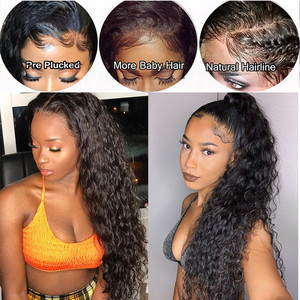 <b>Deep</b> <b>Wave</b> Lace Front Human Hair <b>Wig</b> Natural Black Curly <b>Wig</b> for African Women HD Transparent Lace - Product Image 3