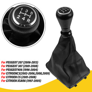 Peugeot Citroen Gear <b>Shift</b> <b>Knob</b> Black Leather Handball With Dust Cover Ergonomic Design - Product Image 2