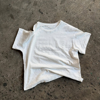 Camiseta Squirorkop Personalizada de Algodón Blanco para Hombre, Ligera, Lavada, 230gsm, Corte Cuadrado, Hombros Caídos, Estilo Urbano