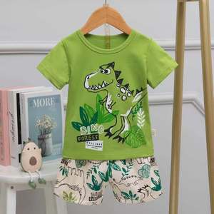 Conjunto de Ropa para Bebé de Algodón Puro, Estilo Casual, Unisex, Precios Económicos, 2 Piezas, Camiseta de Manga Corta + Pantalones - Product Image 1