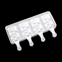 Moule à crème glacée en silicone de qualité alimentaire 4 cavités petit moule à glace en losange outils de gâteau d'été à dégagement facile