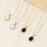 Collier en acier inoxydable plaqué or PVD 14K, chaîne à perles coquillages elliptiques, bijoux de mode hypoallergéniques simples pour femmes, vente en gros