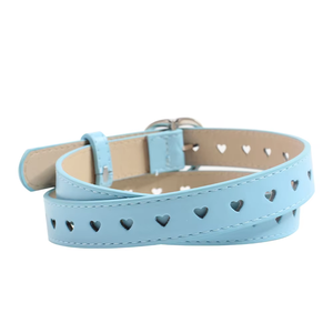 <span class=keywords><strong>Ceinture</strong></span> pour <span class=keywords><strong>femme</strong></span> en cuir véritable <span class=keywords><strong>bleu</strong></span> ciel avec boucle en alliage en forme de cœur, écologique, avec logo personnalisé - Product Image 2